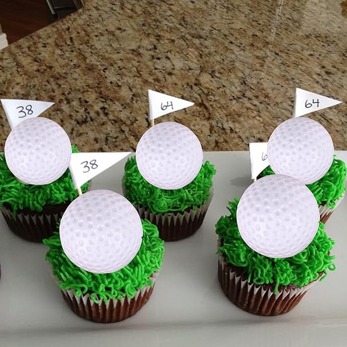 Rsstarxi 12 Pack 3D Golf Cupcake Toppers Golf Theme Party Decorations Golf Ball Cake Toppers Decorations for Sports Golf Theme Baby Shower Kids Birthday Party Cake Decorations