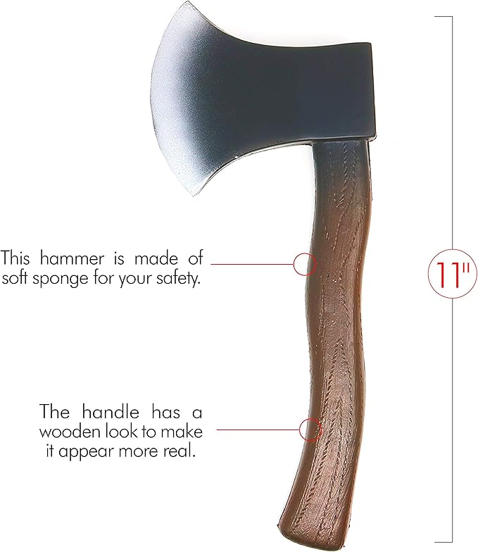 Skeleteen Lumberjack Costume Prop Toy - Wood Look Hatchet Axe Props for Party - 1 Piece