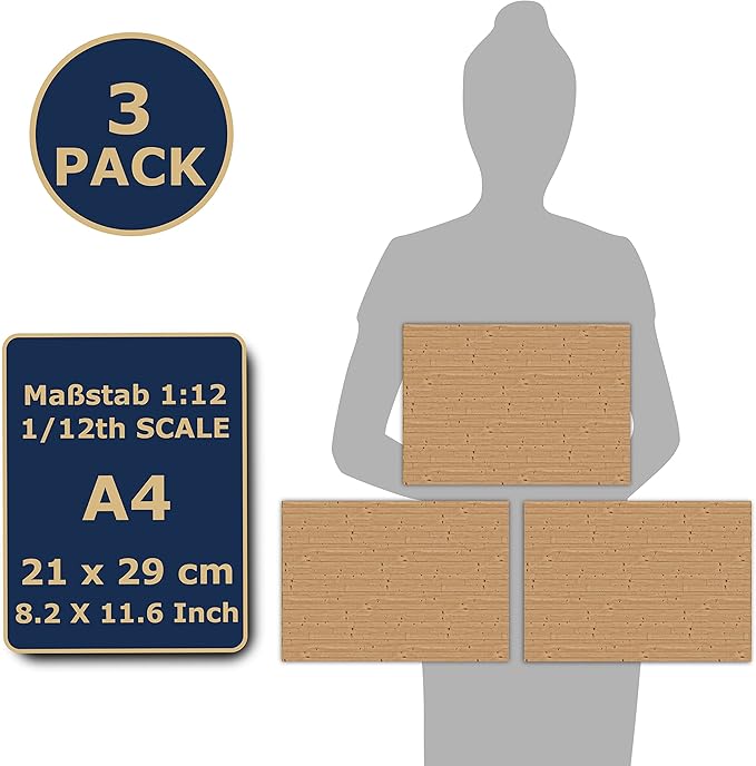 3 Sheets Self-Adhesive Flooring for Dollhouse 1:12 Scale (Oak with knotholes)