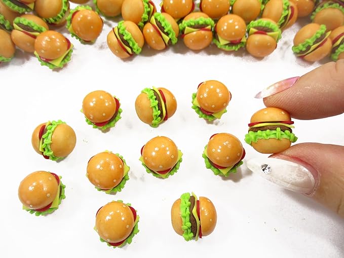 Dollhouse Miniatures Food Lot 10 Hamburger Cheese Burger Bakery Supply 13726