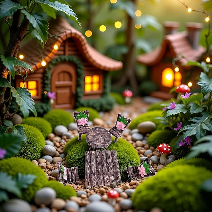 6 PCS Miniature Table and Chairs Set, Fairy Garden Furniture Ornaments Kit for Dollhouse Accessories Home Micro Landscape Decoration Garden Miniatures