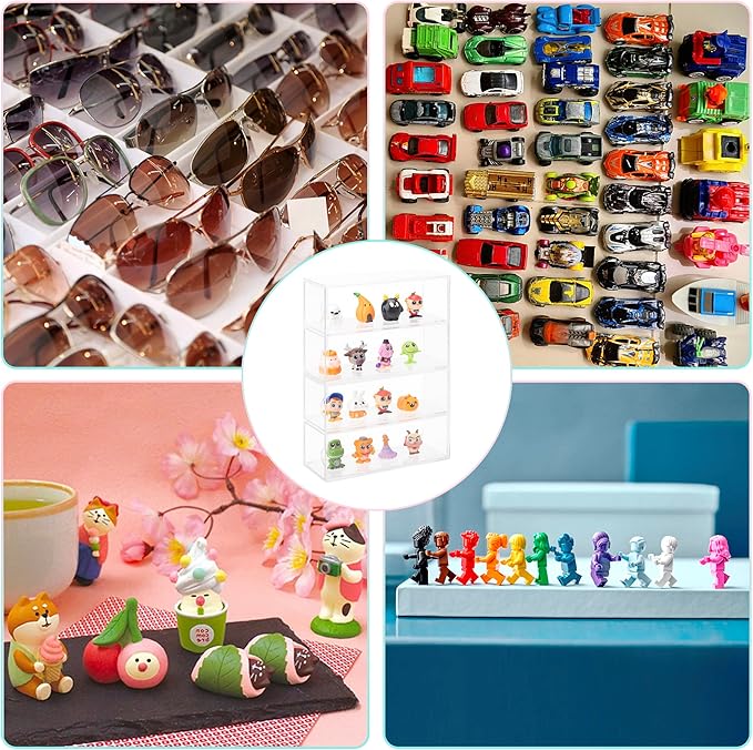 Clear Display Case 4 Layer Mini Action Storage Box Cabinet Organizer for Mini Toys(Mini Toys are Not Included)