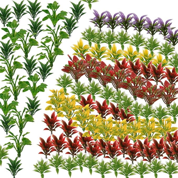 OrgMemory Mini Model Grass, 200 Pcs, Mixed Model Plants, Miniature Plants for School Project DIY Miniature Colorful Flower