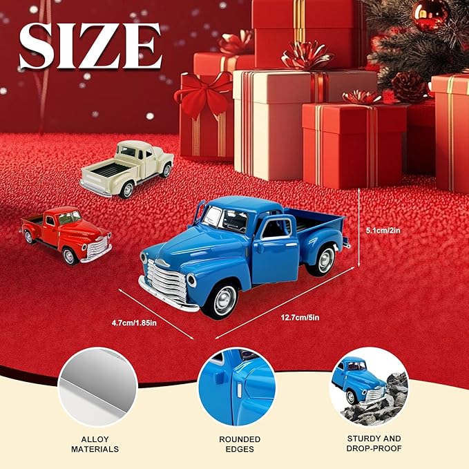 2Pcs Little Blue/Green Truck Toy for Toddlers 2 3 4 5 6 7 8 Year Old Boys Girls,1:32 Alloy Toddlers Car Toy Driveable,Car Door Can Open,Toy Trucks for Kids Easter Christmas Birthday Gifts
