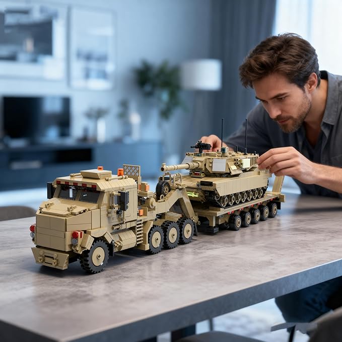 Military M1070 Armored Vehicles Building Kit, WW2 Military Tank Building Block Set, WW2 Armored Tank,Great Gifts Adult Sets for Men,3483 Pieces