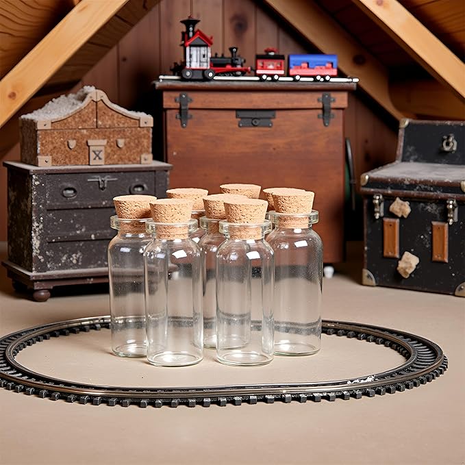 10Pcs Dollhouse Glass Jars Miniature: 1/12 Scale Glass Bottles Food Container for Kitchen Restaurant - Mini Canister Empty with Cork，Dollhouse Decor，Dollhouse DIY Accessories