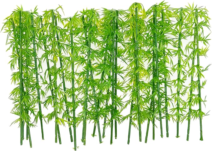Woohome Model Miniature Bamboo Trees, Green Plastic Bamboo Trees for Building Model, Home Miniature Landscape Landform Diorama Project, 50 PCS, 4.72’’