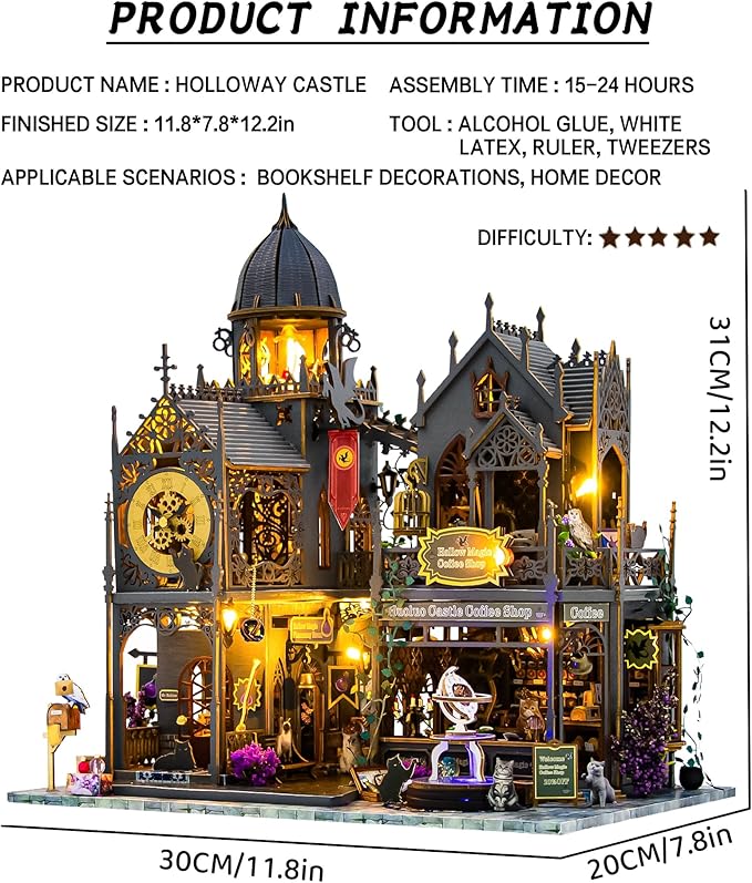 DlY Miniature Dollhouse kit, Dollhouse Kit, Miniature House Kit with Music Box, Original House Kit, Magic Bookstore, for Adults and Teens for Family and Friends. （L2401）