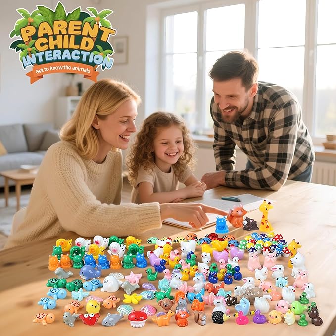 160pcs Mini Resin Animals Mini Animals Figures to Hide Tiny Resin Animal for Dollhouse Accessories and Aquarium Decor
