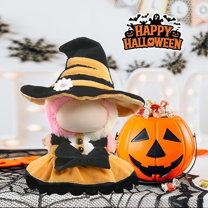 Clothes for LABUBU Doll (NO Doll), 2-Piece Sweetheart Witch Accessories for LABUBU 17cm Dolls, Premium Fashion Outfit for LABUBU Unique Dress Up - Witch Hat + Dress