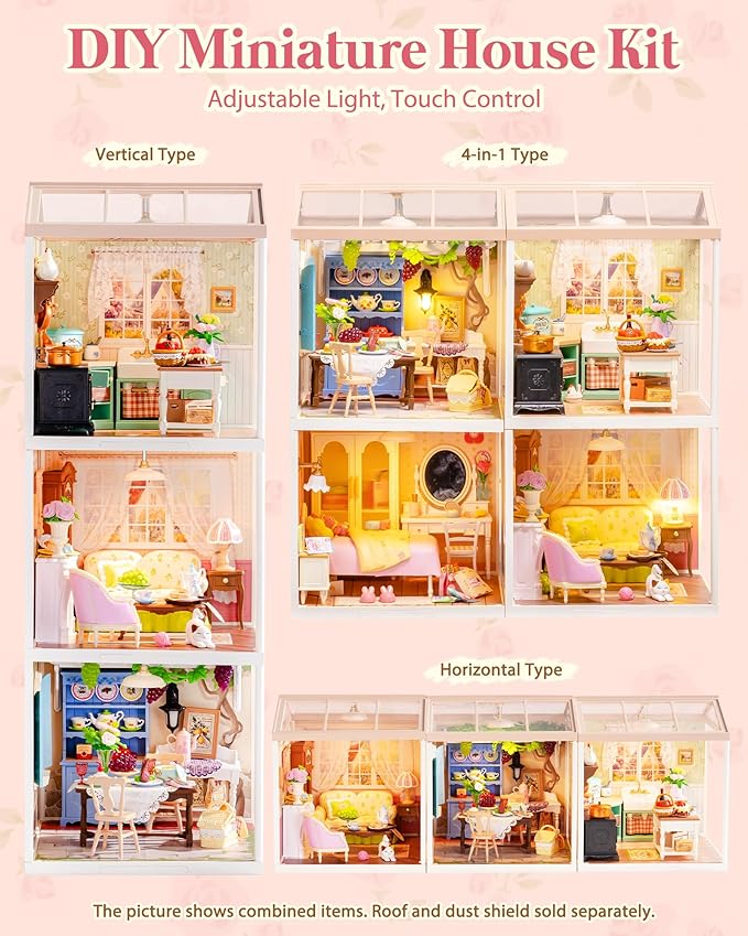 Rolife Super Creator Kits, Tiny House Building Blocks for Little Dolls, DIY Plastic Mini House Model Building Kits for Teens Aged 14+, DIY Crafts/Hobbies for Adults (Holiday Tea Time)