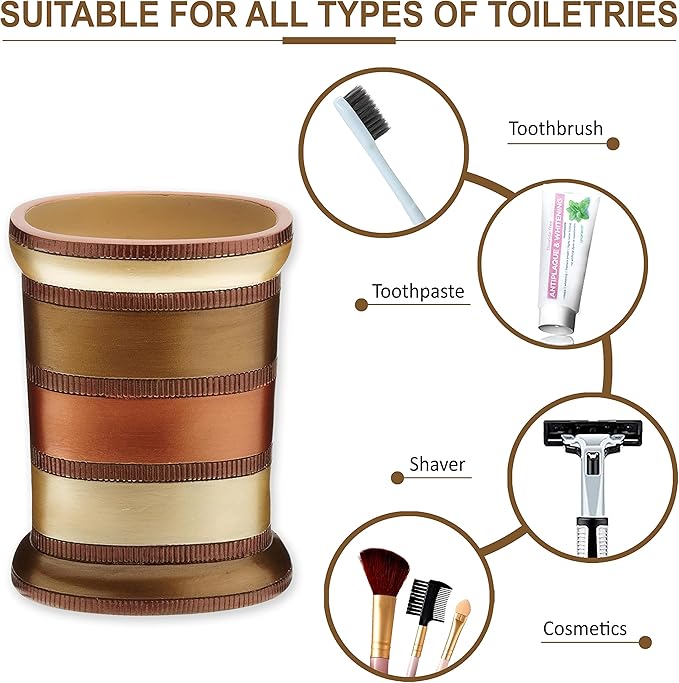 Zahari Home 4pc Contempo Stylish Bathroom Accessories Set Shower Soap Dispenser, Tumbler, Tooth Brush Holder and Soap Holder Luxury Contemporary Decor Unique Design Modern Bathroom Shower Set