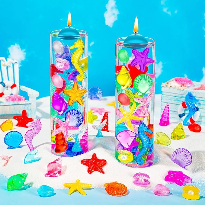 120 Pcs Plastic Seashells, Mini Ocean Mermaid Sensory Bin Filler, Mermaid Vase Filler for Party Favors