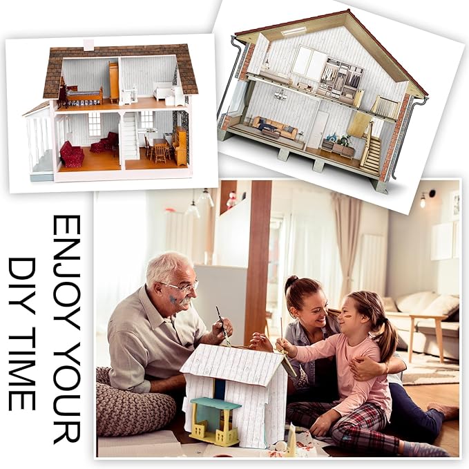 35 Pcs Miniature Dollhouse Wallpaper Self-Adhesive Mini DIY Floorboards Wall Paper Real Life DIY Decoration for Dollhouse (Wood Grain White)