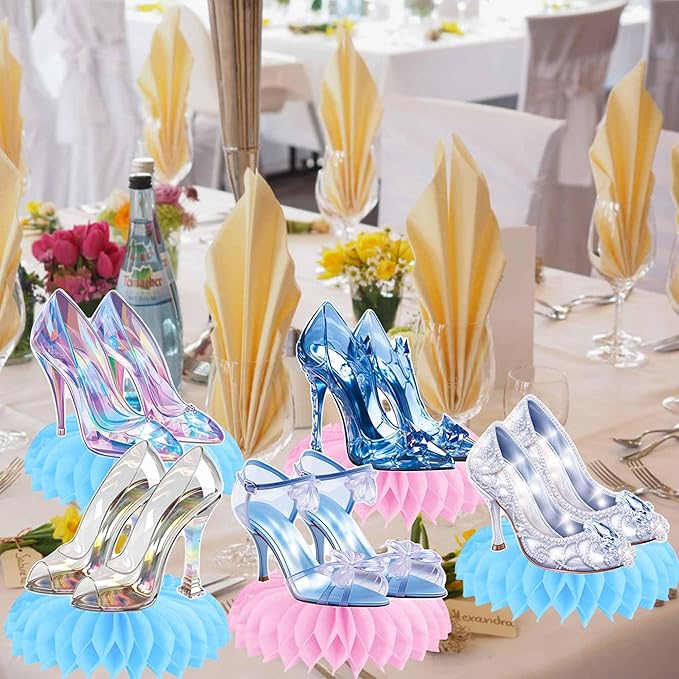 High Heel Honeycomb Centerpieces Crystal High Heel Party Decorations 12PCS Crystal Shoes Birthday Centerpieces Glass Stiletto Heels Table Decor for Wedding Bachelorette Party Supplies