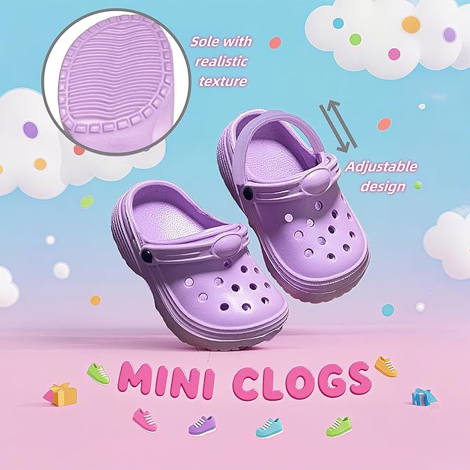 HXIELEC 4 Pairs Classic Clogs for 18" Dolls - Macaron Color EVA Slip-On Shoes,Fits Most 18" Dolls,Dress Up Gift Set