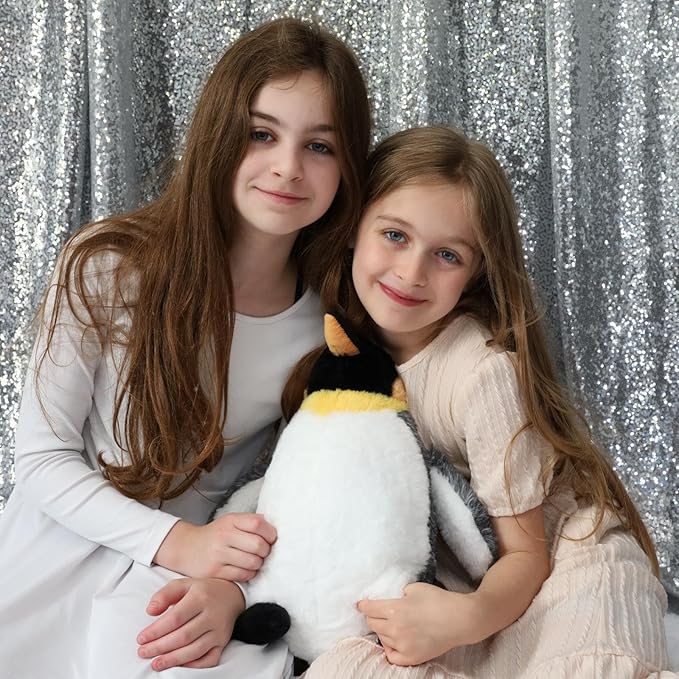 4 Pcs Penguin Plush Set, Mom Penguin Stuffed Animal with 3 Stuffed Wind Up Penguin Babies Toy in Mother Penguin's Belly, Christmas Birthday Gift for Kids Girls Boys, Animal Theme Party Decor
