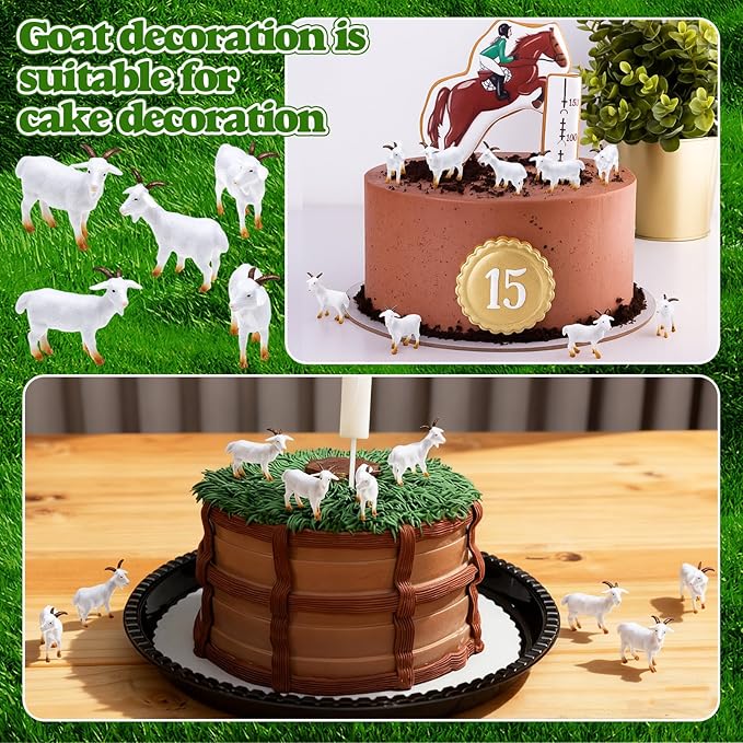 30 Pcs Mini Goat Figurines Miniature Resin Farm Animal Figurines Set for Decorating Outdoor Micro Landscape Mini Gardens Potted Plant Accessories and Creative DIY Props Cake Topper (Goat)