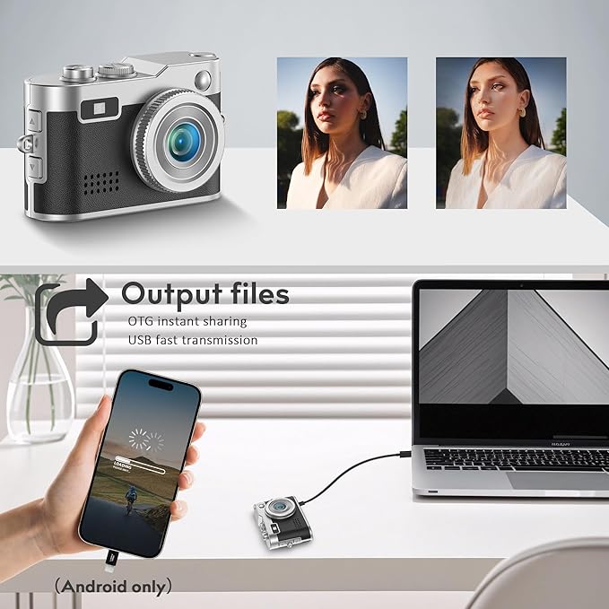 Mini Keychain Camera - 1080P FHD Mini Retro Digital Camera - Tiny Portable Small Cameras Vintage Compact Micro Cameras - Pocket Video Recorder with 16GB Card, OTG Adapters for Travel Study Recording