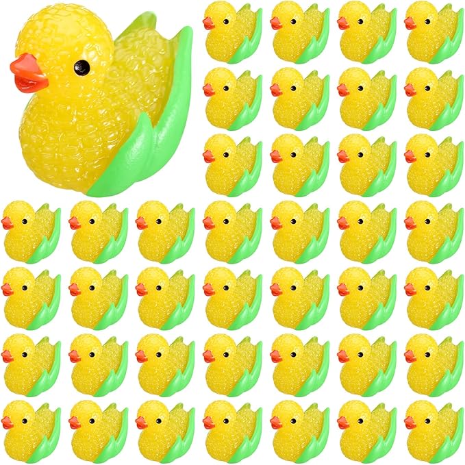Seenelling 100 Pcs Summer Mini Resin Corn Ducks Corn Duck Figurines for Miniature Landscape Garden Accessories Summer Holiday Decoration