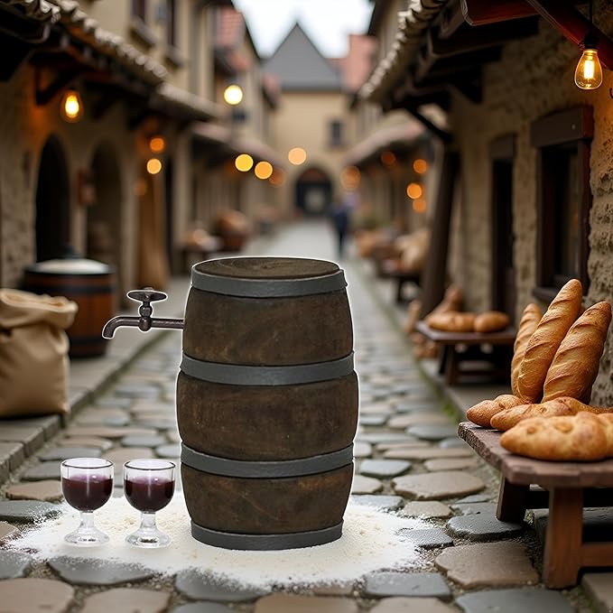 1 Set 1:12 Miniature Red Wine Barrel Cute Wooden Dollhouse Decor Accessories for B