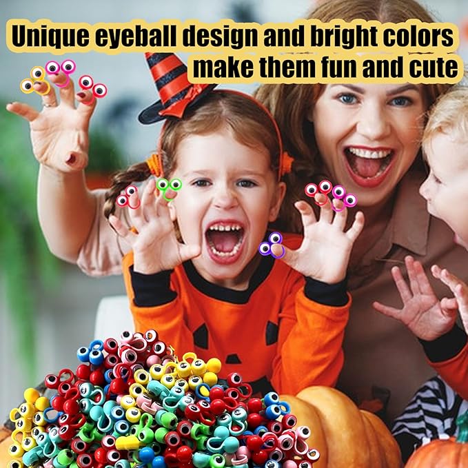 100 PCS Eye Finger Puppets Toys Set, Wiggly Eyeball Finger Puppet Eye On Rings for Kids, Party Favors for Boys Girls