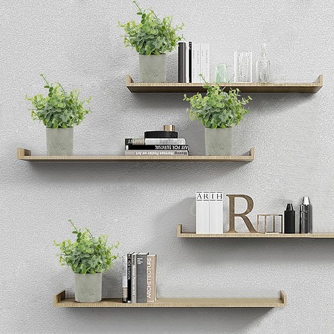 Bacucine 3Pcs Fake Plants Potted Mini Artificial Greenery Artificial Plants for Shelf Table Office Farmhouse Home Decor (Eucalyptus)