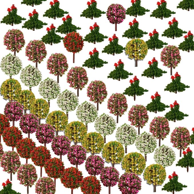 OrgMemory 90Pcs Model Trees, Miniature Plants Train Scenery Artificial Fake Trees Model Railroad Scenery, Diorama Supplies, DIY Scenery Landscape