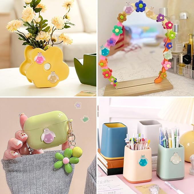 Beadthoven Luminous Mini Resin Glowworm, Glow in The Dark Glowworm Insect Figurine Multicolor Cute Animals Cabochons Ornaments for Dollhouse Fairy Garden Accessories Phone Case Home Decoration
