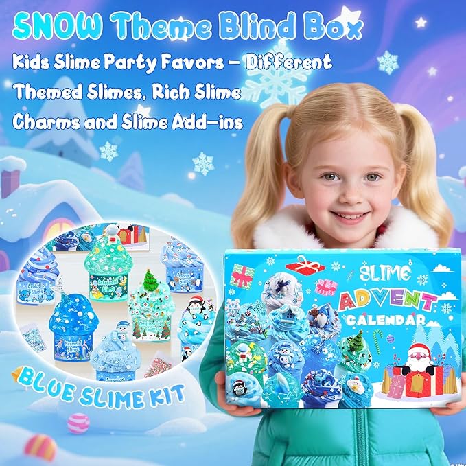 12 Pack Slimes, Blue Slime Kit, Different Butter Slimes Cloud Slimes Fluffy DIY Kit for Girls and Boys, Slime Party Favors Goodie Bag Stuffers, 4 5 6 7 8 9 10 Year Old Girl Birthday Gift Cute Stuff