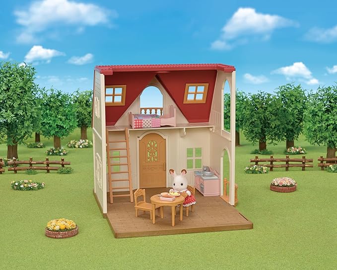 Calico Critters Red Roof Cozy Cottage Dollhouse Playset with Figure, Furniture and Accessories