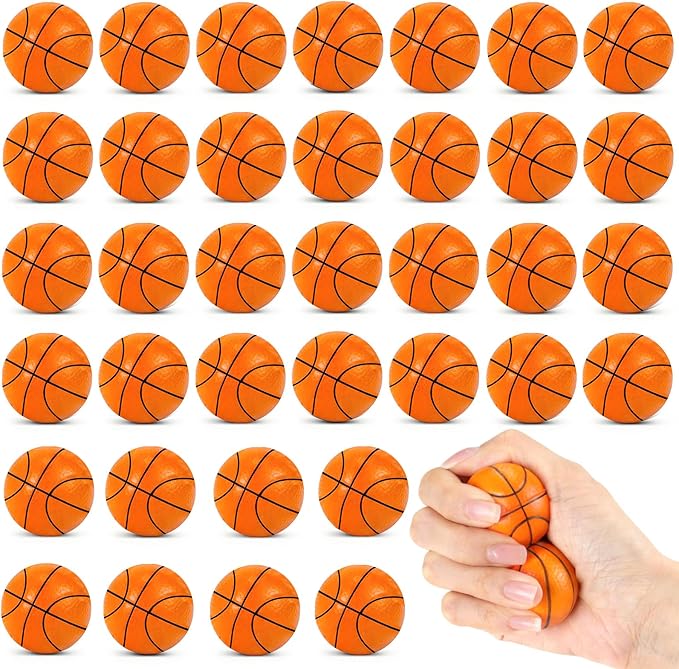 36 Pcs Mini Foam Basketballs for Kids Adults Party Favors,Small Stress Balls Basketballs Bulk Toys Goodie Bag Stuffers Classroom Prizes Party Decorations