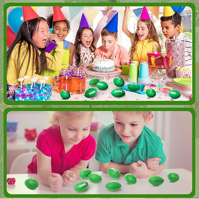 Blulu 30 Pack Mini Foam Football 2.17" Mini Football Party Favor Stress Ball Bulk Small Foam Sports Valentines Ball for Birthday Carnival Reward Party Bag Gift Filler(Green)