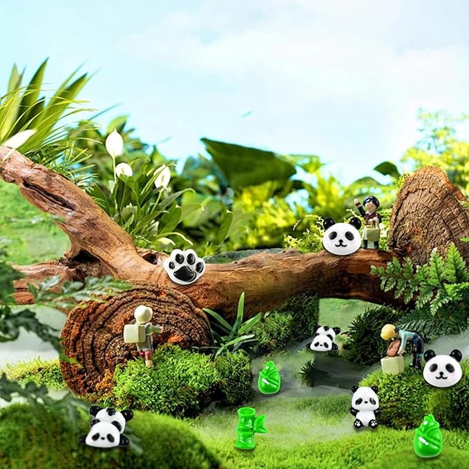 60 Pieces Tiny Panda for Dollhouse Miniatures Resin Animals for Crafts Mini Pandas for Fairy Garden Micro Landscaping Decoration