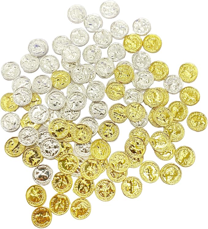 100 Pieces Miniature Coins for Crafts Dollhouse Tiny Fake Gold Coin for Dollhouse Fairy Garden Micro Landscaping (Coins)