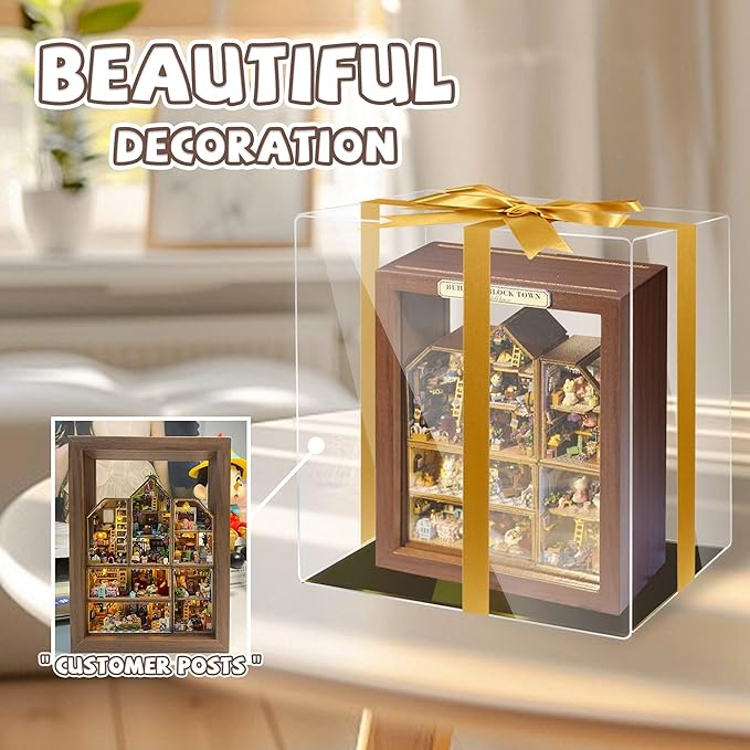 Kisoy Romantic and Cute Dollhouse Miniature DIY House Kit Creative Room Perfect DIY Gift for Friends, Lovers and Families (Building Block Town-6 PCS)
