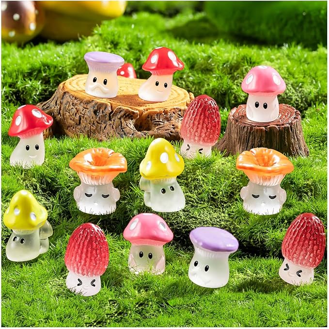 96pcs Mini Mushrooms Cute Resin Tiny Mushroom Figurines for Fairy Garden Terrarium Accessories Decor Micro Landscape Craft