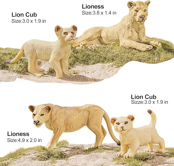 6PCS Lion Toys Figurines Pride, African Jungle Animals Lion Family, Realistic Zoo Animal Toys, Preschool Toy Birthday Gift Cake Toppers for Kids Boys Girls