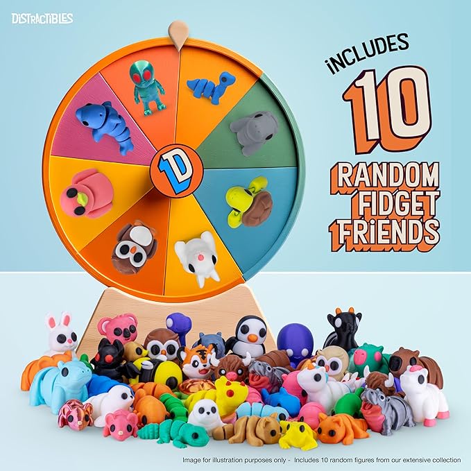 3D Articulating Fidget Animals, Mystery Pack of 10 with Mystery Egg, Random Assorted Designs, Stress Relief, Unique & Fun