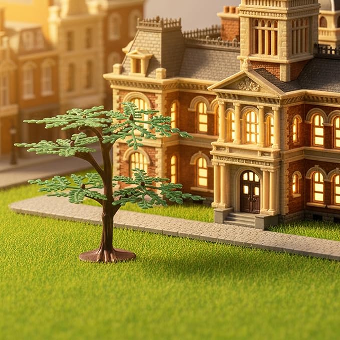 Miniature Trees for Crafts, 3.54 inch Plastic Tiny Model Trees for Diorama, Detachable 5-Leaf DIY Assembly, Artificial Scenery Accessories for Fairy Garden & School Projects