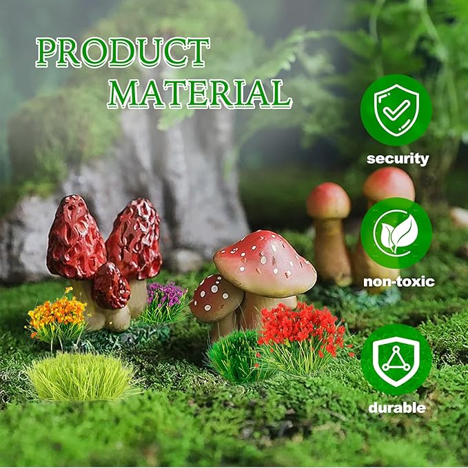 140Pcs DIY Miniature Colorful Flower Cluster Self Adhesive Flower Vegetation Groups Static Grass Tufts for Train Landscape Railroad Scenery Sand Military Layout Model Miniature Bases and Dioramas