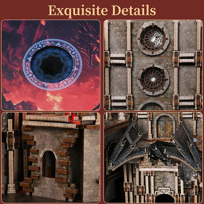 Book Nook Kit, DIY Miniature House Dollhouse Kit for Adult and Teens, Booknook Bookshelf Decor Castle Model Build with LED Light, Gifts for Family and Friends (Ember Castle)