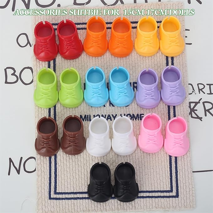 6 Pairs Mini Shoes for 15CM Doll, Plastic Colorful Cute Tiny Shoes Premium Fashion Outfit Accessories Replacement Suitable for 17cm Doll