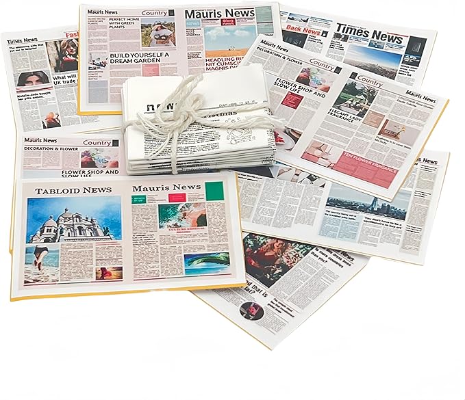 2pcs 1:12 Scale Miniature Newspapers Set - 9 Color Mini Newspapers and Bundle of Vintage Mini Newspapers for Dollhouse DIY Accessories