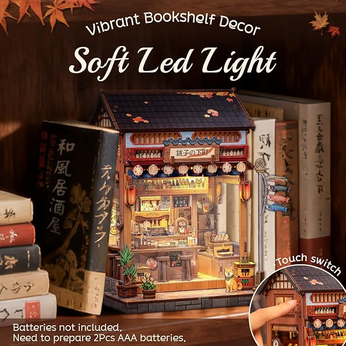 Cutefun Book Nook Kit - DIY Miniature House Kit for Adults, Teens and Beginners, Japanese Izakaya Booknook Tiny House Bookshelf Decor 3D Wooden Puzzles, Gifts for Friends and Family (Izakaya Shop)