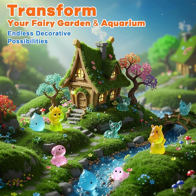250 Pcs Luminous Mini Resin Animals, 25 Styles Glow in The Dark Tiny Animal Figurines Bulk for Fairy Garden, Dollhouse, Aquarium Tank, DIY Crafts, Party Favors, Hide and Seek Game