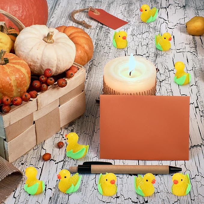 Seenelling 100 Pcs Summer Mini Resin Corn Ducks Corn Duck Figurines for Miniature Landscape Garden Accessories Summer Holiday Decoration