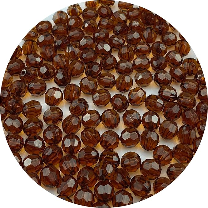 Jmassyang 100 Pieces 12mm Acrylic Round Faceted Beads Loose Crystal Plastic Spacer Beads Colorful with Hole for Jewelry Making DIY Bracelet Necklace Earring Keychain(Deep Coffee)