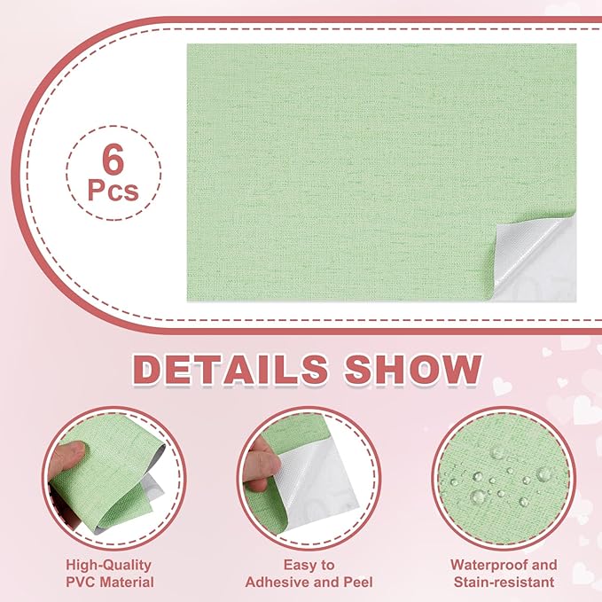 uxcell 12 Sheets Miniature Dollhouse Wallpaper, Linen Texture Self-Adhesive PVC Flooring Wall, Mini Wall Decor for Dollhouse Sand Table Model Accessories 11.81 x 7.87 Inch (Light Green)