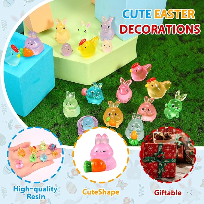 210Pcs Mini Resin Animals Figures, Glow in The Dark Small Plastic Animals Bulk, 20+ Styles Tiny Animal Toys for Dollhouse, Fairy Garden, Aquarium Decor, DIY Crafts & Hide and Seek Games